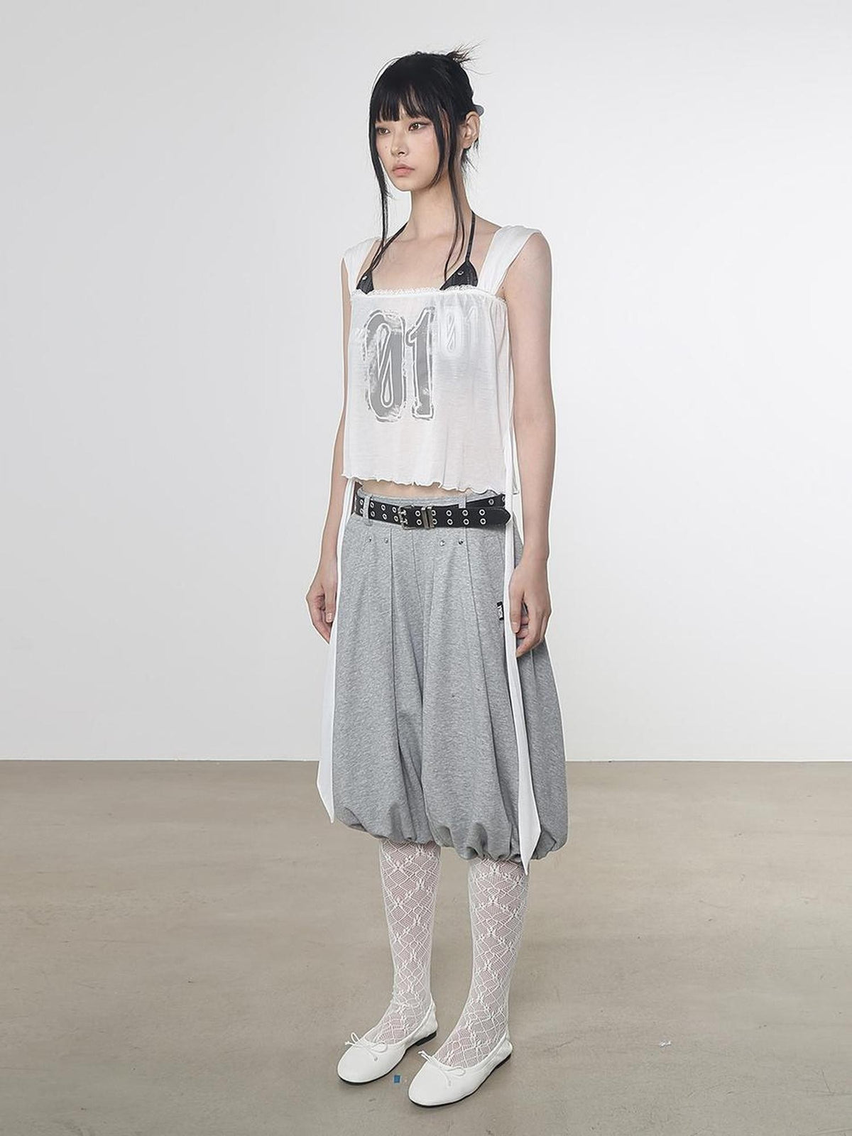 Gray Tulip Elastic Waist Women&