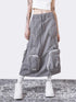 ANYQUESTION Gray Utility Elastic Waist Back Slit 3d Patch Pocket Women&