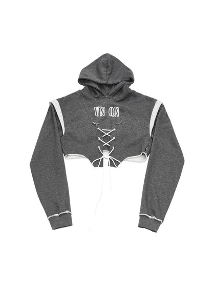 ANYQUESTION_Heather_Gray_Printed_Frayed_Edge_Tie_Hooded_Women&