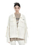 ANYQUESTION Ivory Sculptural Pocket Ribbon Tie Loose Street Women&