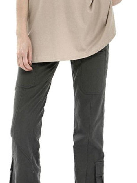 ANYQUESTION Khaki Vintage Letter Print Raglan Women&