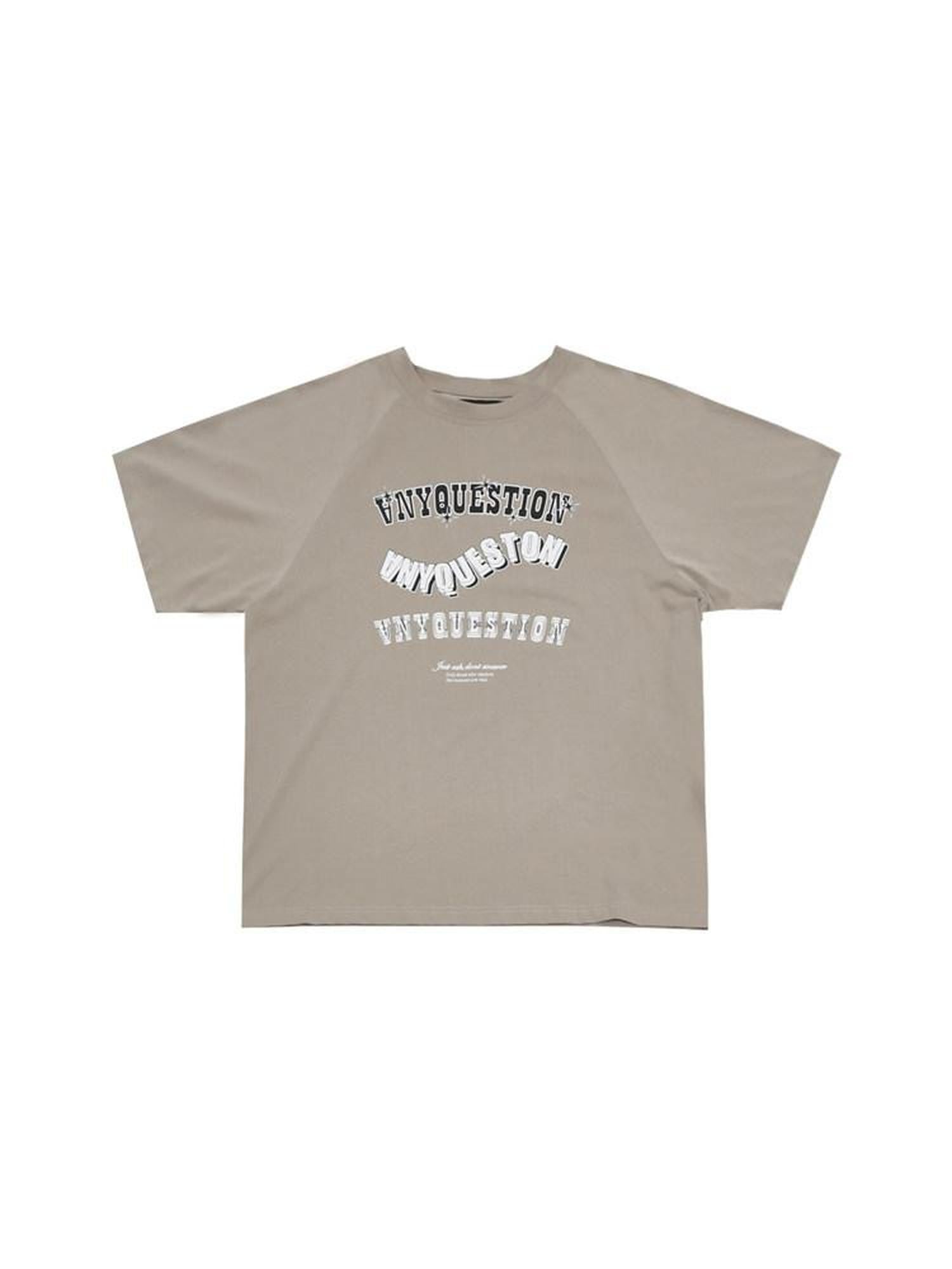ANYQUESTION Khaki Vintage Letter Print Raglan Women&