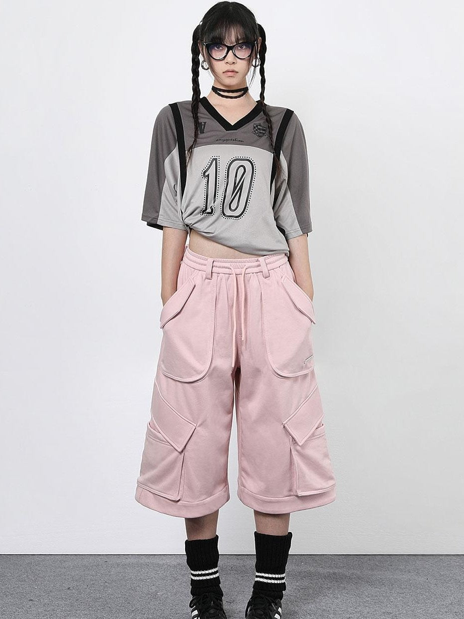 ANYQUESTION Loose Fit Pocket Elastic Waist Straight Leg Cotton Women&