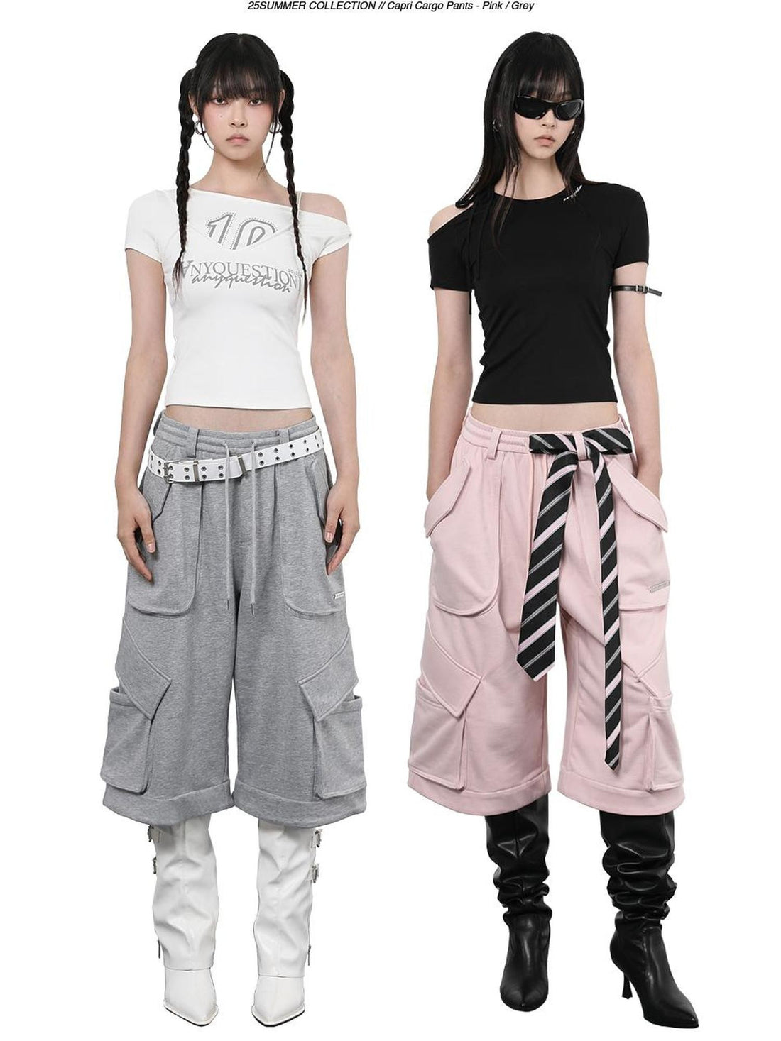 ANYQUESTION Loose Fit Pocket Elastic Waist Straight Leg Cotton Women&