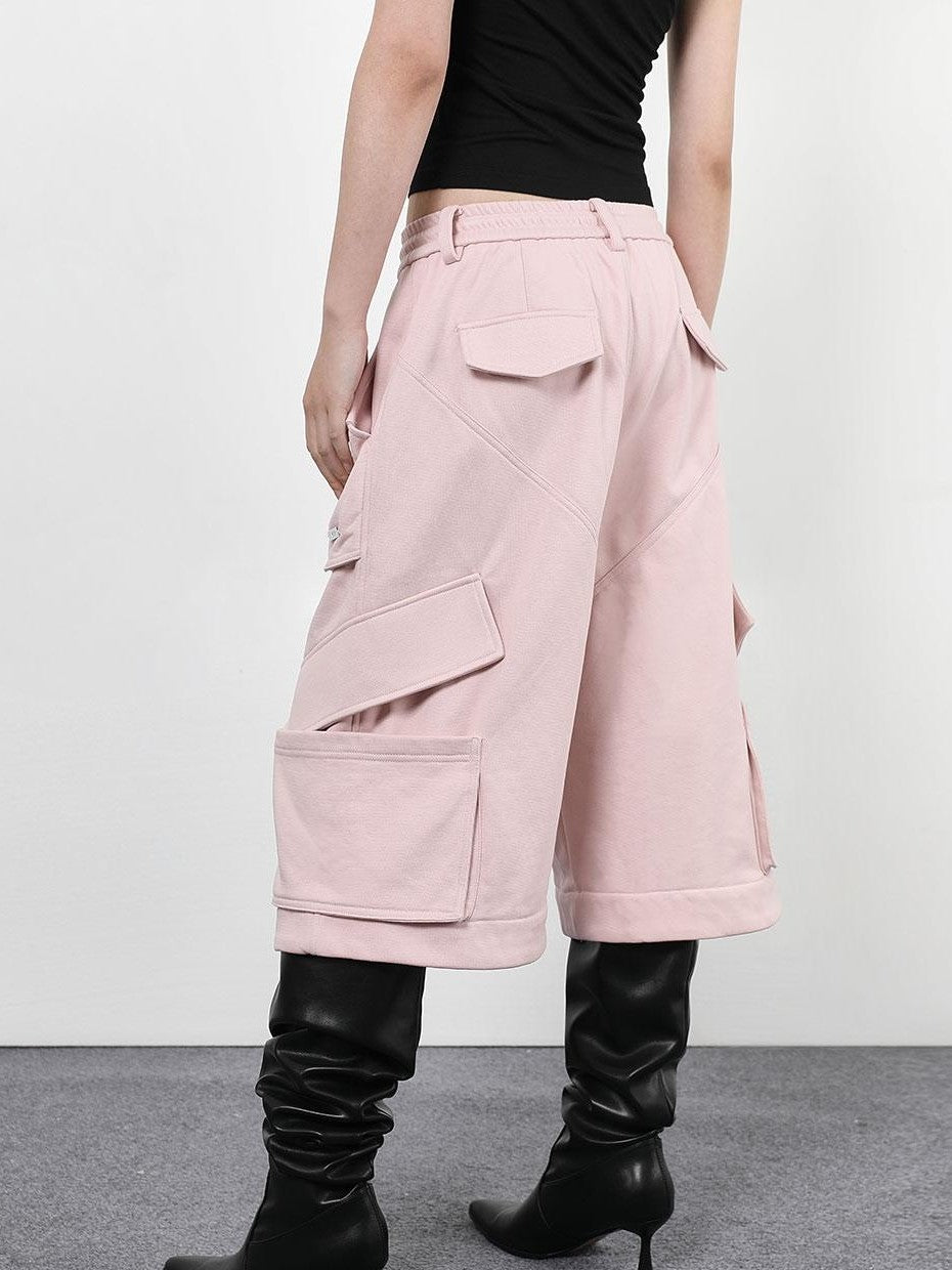 ANYQUESTION Loose Fit Pocket Elastic Waist Straight Leg Cotton Women&