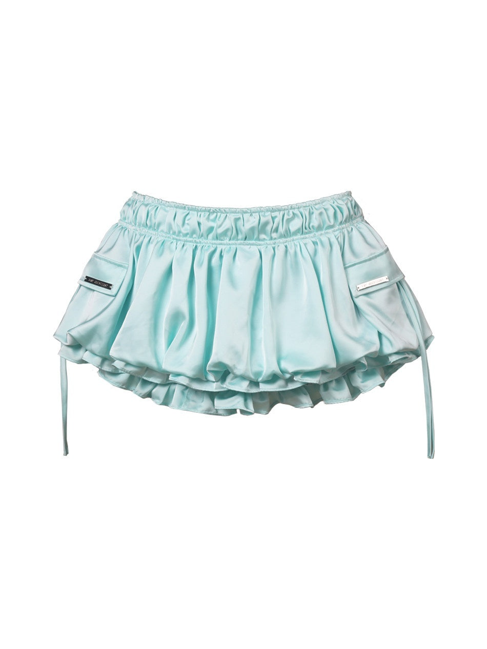ANYQUESTION_Mint_Green_Black_White_Low_Waist_Pocket_Bubble_Skirt_Women&