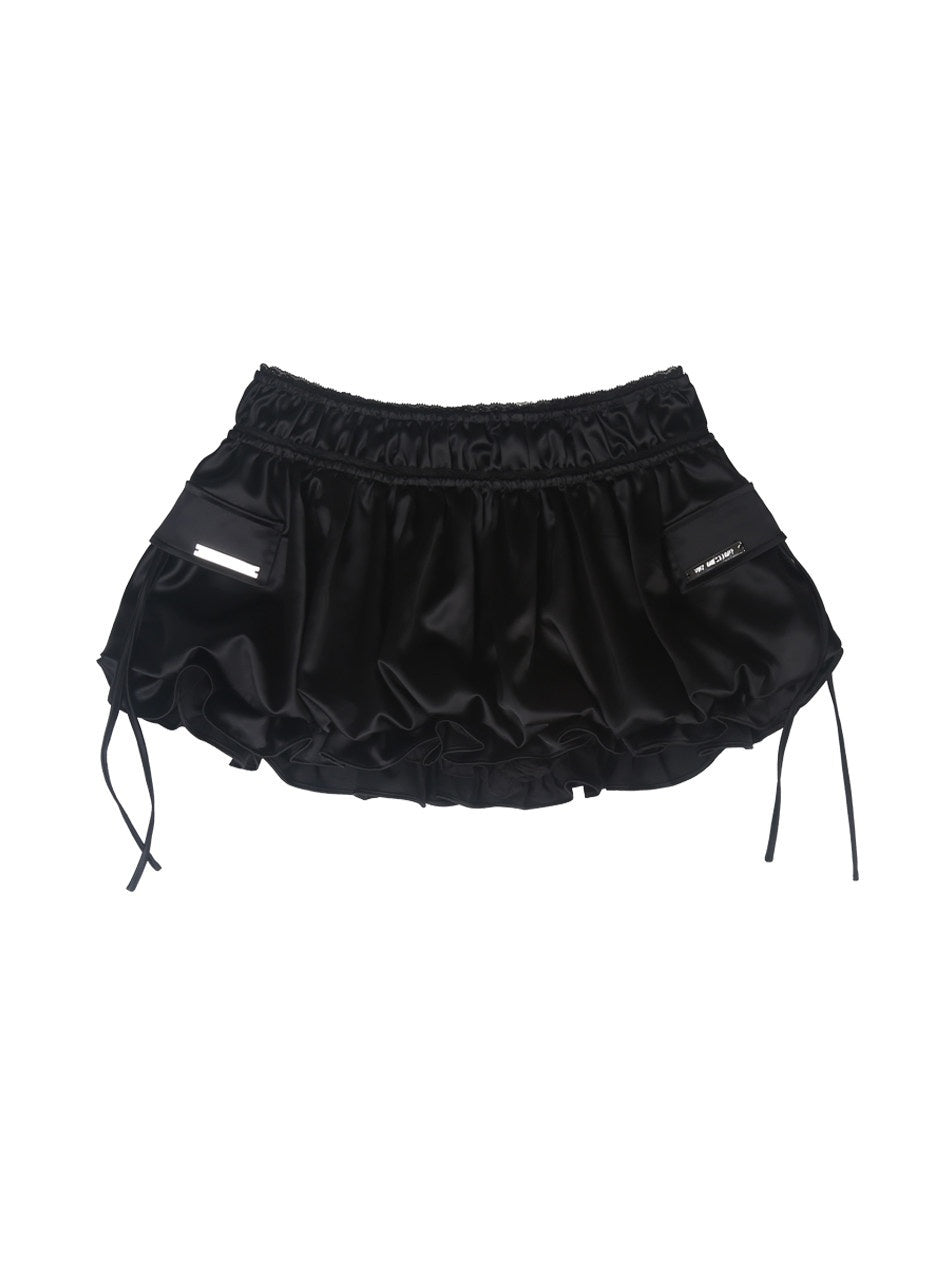 ANYQUESTION_Mint_Green_Black_White_Low_Waist_Pocket_Bubble_Skirt_Women&