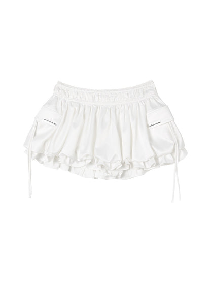 ANYQUESTION_Mint_Green_Black_White_Low_Waist_Pocket_Bubble_Skirt_Women&