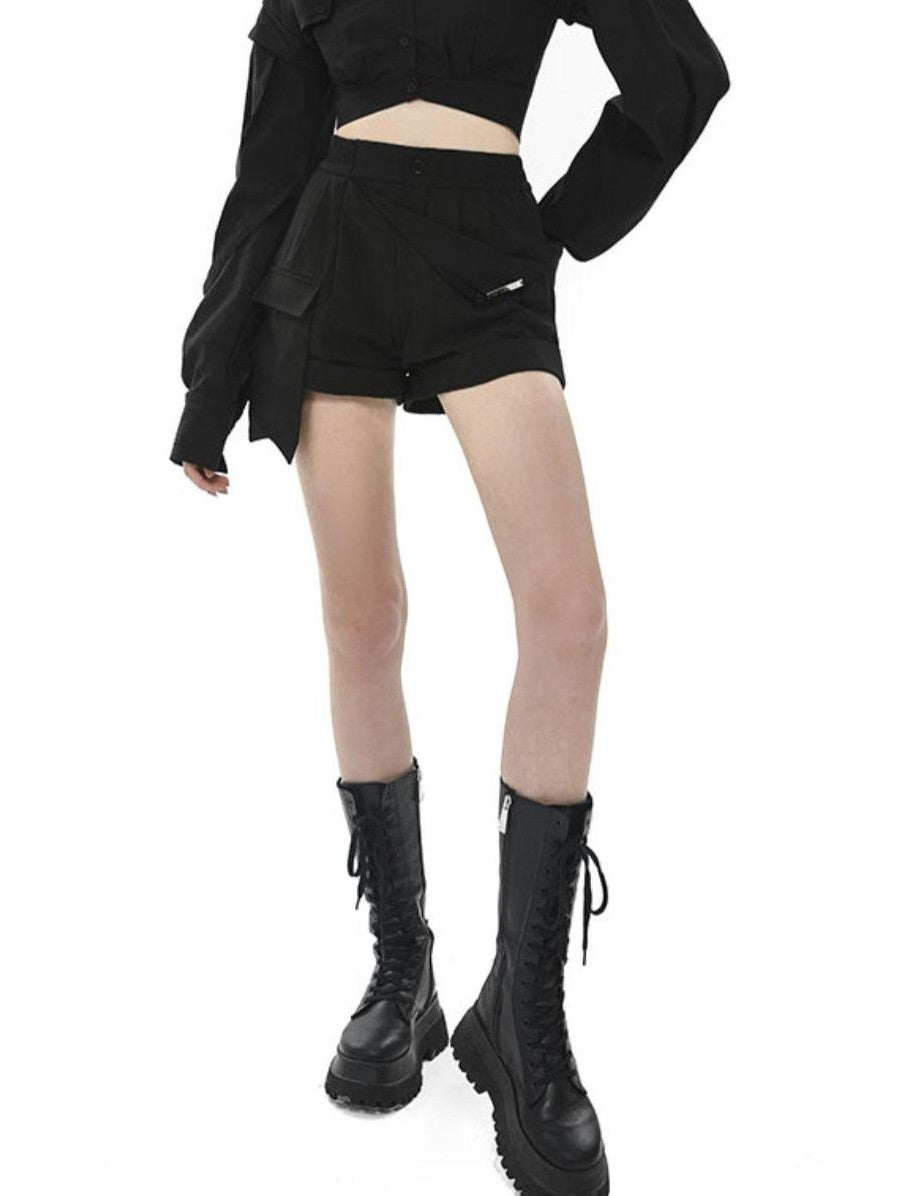 Monochrome Pleated Removable Sleeves Women&