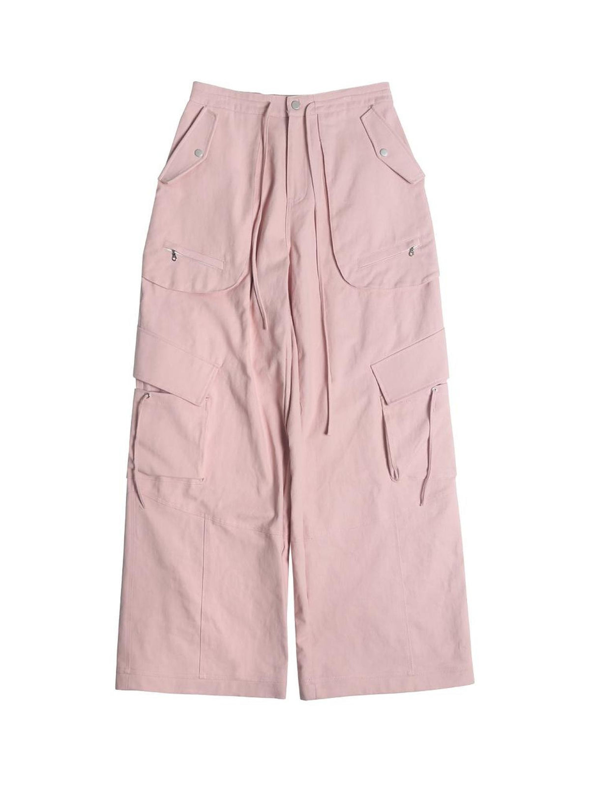 Pink 3d Pocket Structured Drawstring Mid Low Waist Women&