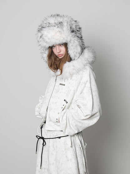 ANYQUESTION Pink White Brown Warm Long Fur Earflap Trapper Women&