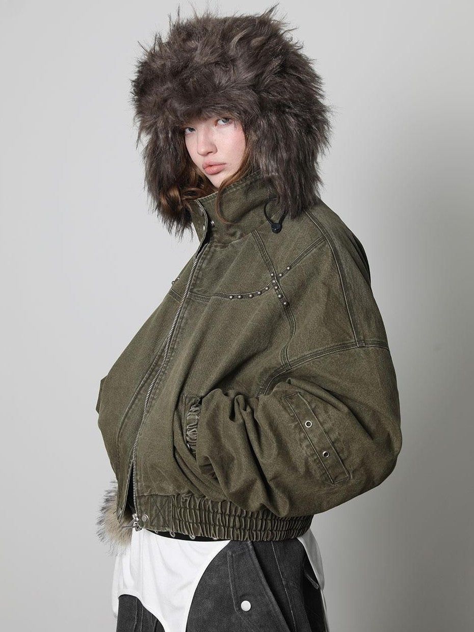 ANYQUESTION Pink White Brown Warm Long Fur Earflap Trapper Women&
