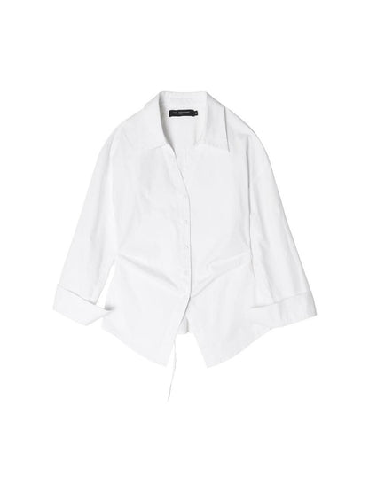 Pleated Sculpted Tailored V-neck Waist Cinch Women&