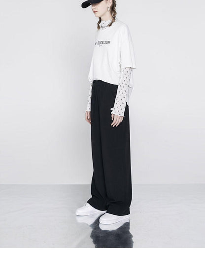 ANYQUESTION Sheer Mesh White Letter All Over Print Women&