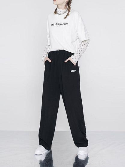ANYQUESTION Sheer Mesh White Letter All Over Print Women&