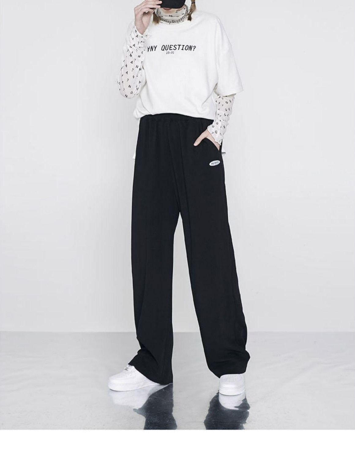 ANYQUESTION Sheer Mesh White Letter All Over Print Women&