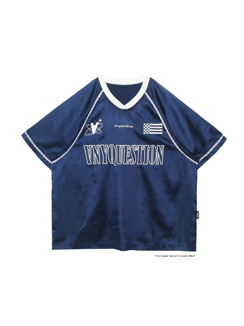 ANYQUESTION_Silver_Lace_Letter_Print_Raglan_V-neck_Women&