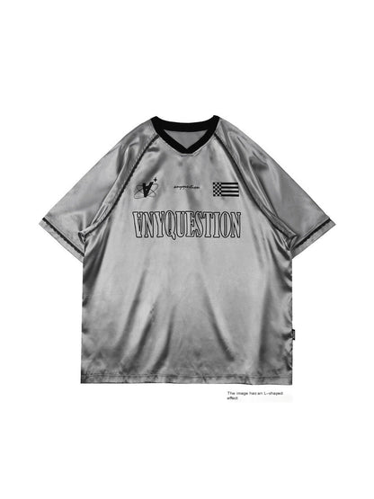 ANYQUESTION_Silver_Lace_Letter_Print_Raglan_V-neck_Women&