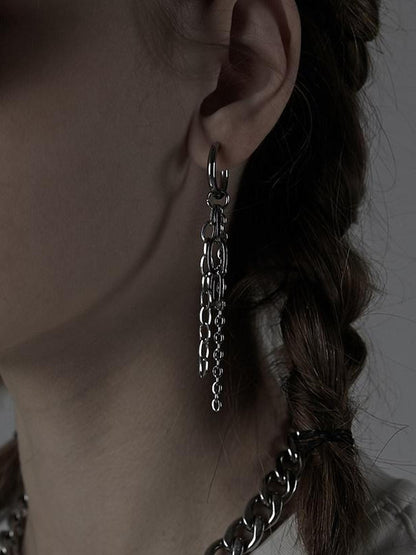 ANYQUESTION Sparkling Dainty Chain Hoop Star Stud Women&