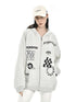 ANYQUESTION Speckled Gray Letter Print Oversized Women&