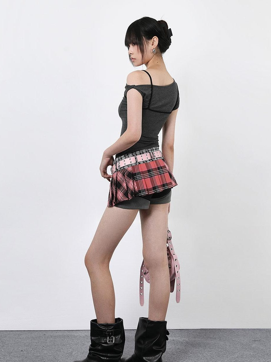 ANYQUESTION Spliced Faux Halter Twisted Crop Letter Women&