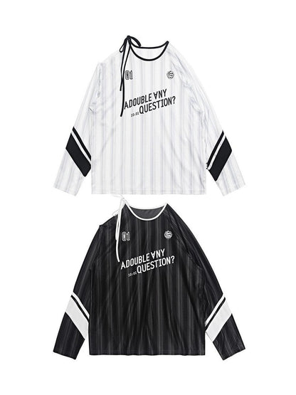 ANYQUESTION Striped Colorblock Tie Convertible Women&