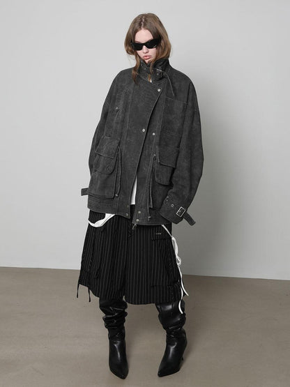 Striped Elastic Waist Pocket Women&