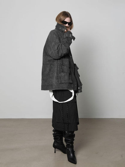 Striped Elastic Waist Pocket Women&