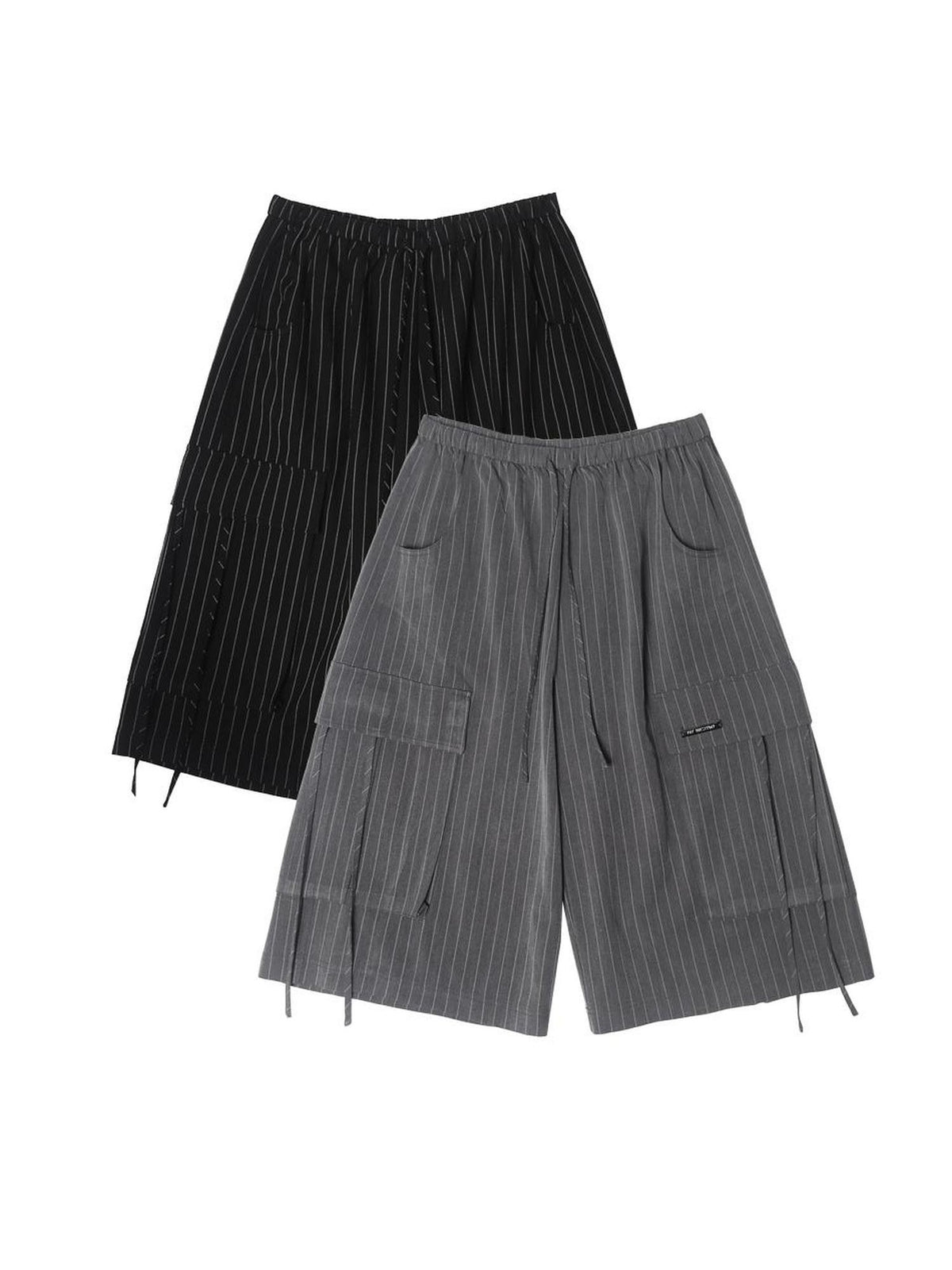 Striped Elastic Waist Pocket Women&