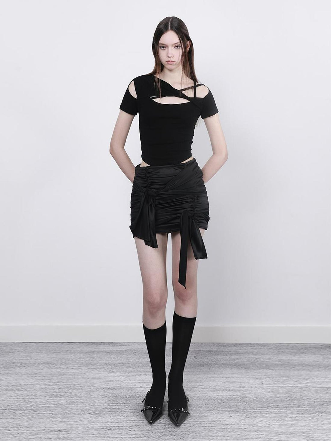 ANYQUESTION Twist Spliced Deconstructed Cutout Cotton Women&