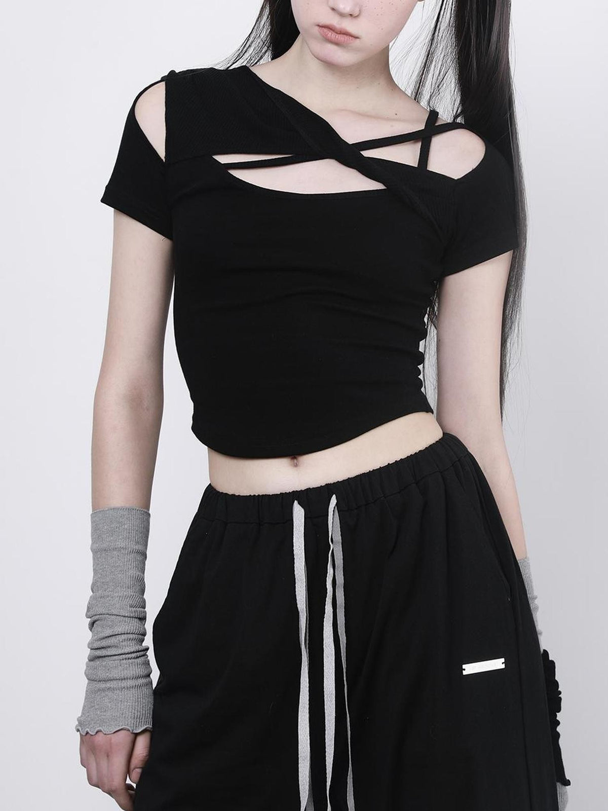 ANYQUESTION Twist Spliced Deconstructed Cutout Cotton Women&