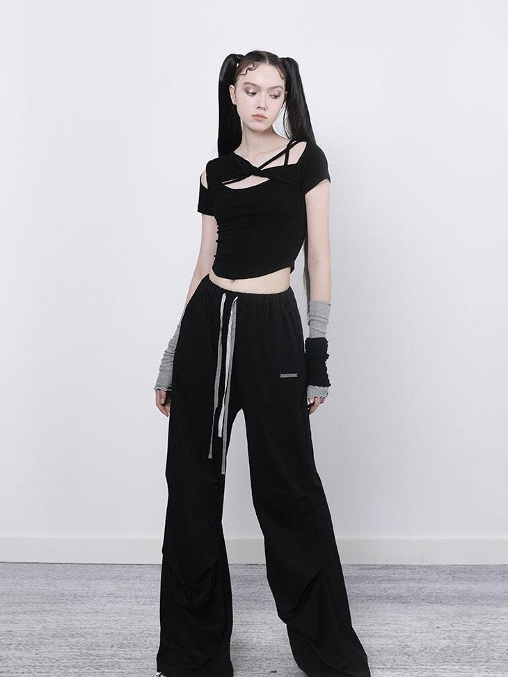 ANYQUESTION Twist Spliced Deconstructed Cutout Cotton Women&