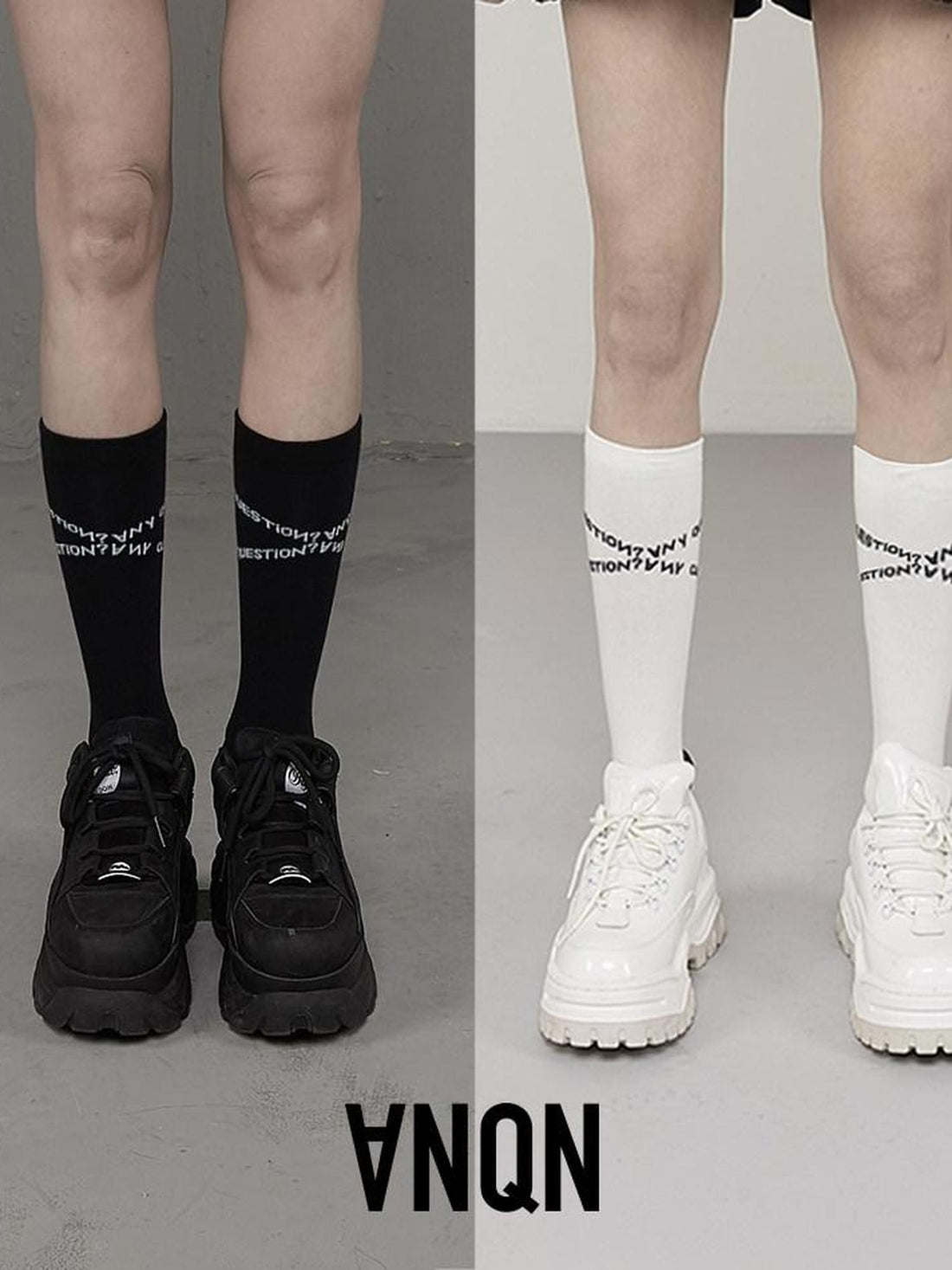 ANYQUESTION Two Tone Black And White Crossed Letter Print Versatile Women&