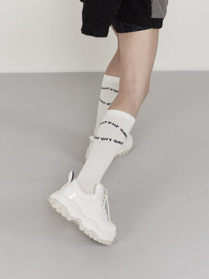 ANYQUESTION Two Tone Black And White Crossed Letter Print Versatile Women&