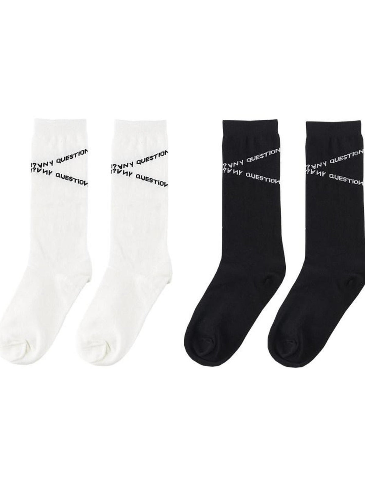 ANYQUESTION Two Tone Black And White Crossed Letter Print Versatile Women&