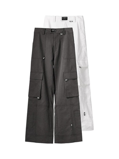 ANYQUESTION Two Tone Split Deconstructed Foldable Pocket Straight Women&