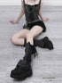 ANYQUESTION_Washed_Dark_Gray_Ribbed_Fold_Over_Cross_Tie_Women&