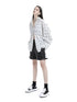 ANYQUESTION White Allover Letter Print Oversized Long Sleeve Casual Women&
