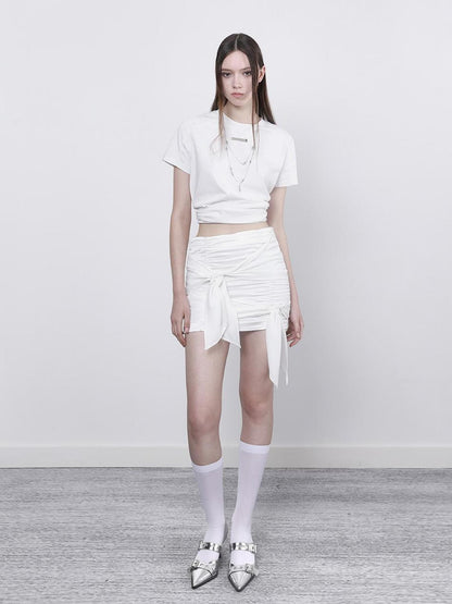 ANYQUESTION White Deconstructed Seamed Shoulder Cutout Women&