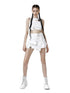 ANYQUESTION White Irregular Deconstructed Cutout Splice Sweatshirt Women&
