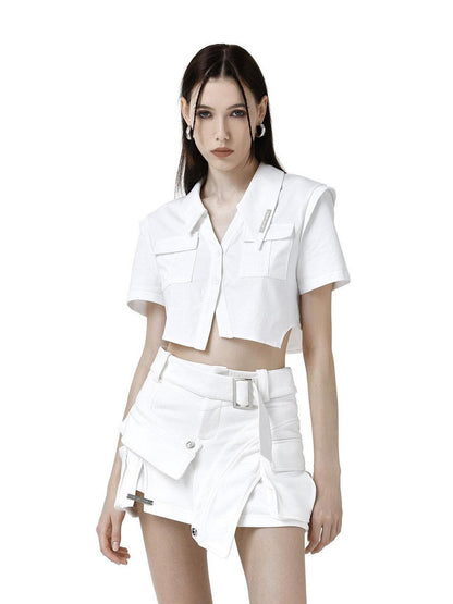 ANYQUESTION White Irregular Deconstructed Cutout Splice Sweatshirt Women&