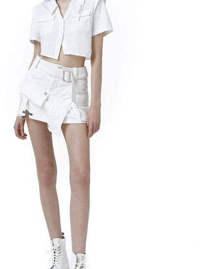 ANYQUESTION White Irregular Deconstructed Cutout Splice Sweatshirt Women&