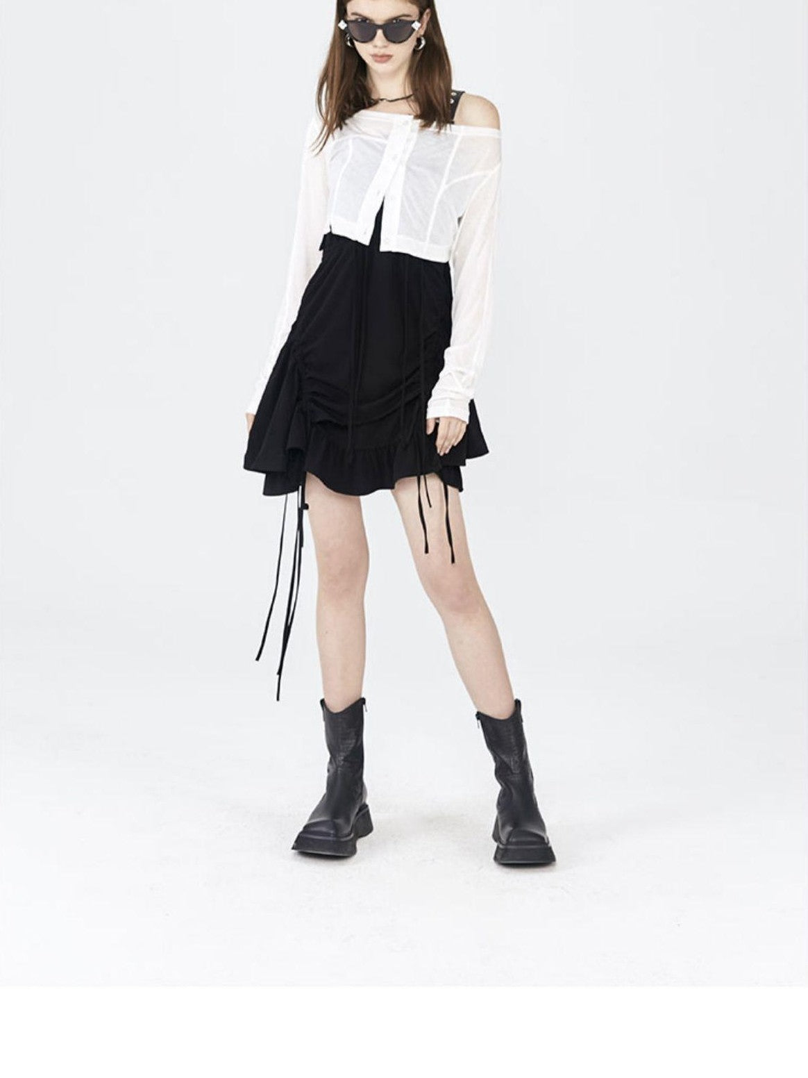 ANYQUESTION White Lightweight Seam Detail Single Button Women&