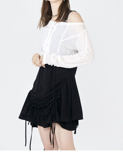 ANYQUESTION White Lightweight Seam Detail Single Button Women&