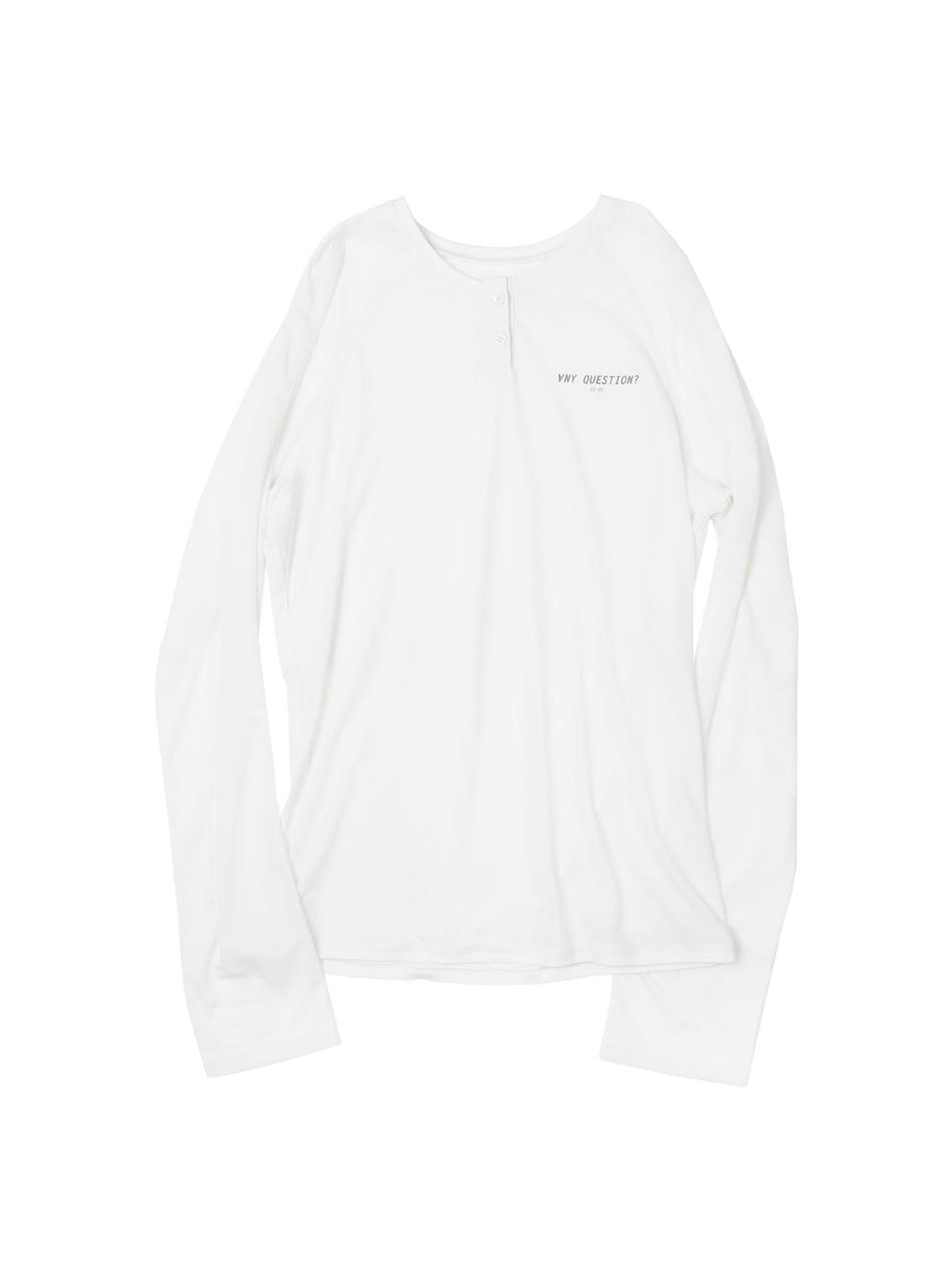 ANYQUESTION White Semi Sheer Double Layer Letter Print Women&