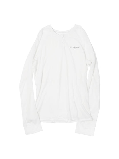 ANYQUESTION White Semi Sheer Double Layer Letter Print Women&