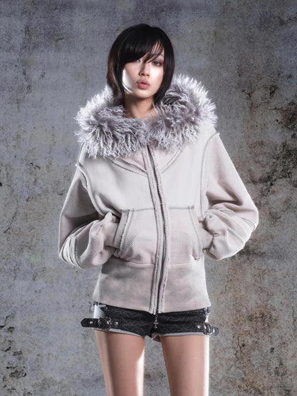 ARIADNAw Ariadna Straight Cut Lantern Sleeve Sweatshirt Jacket