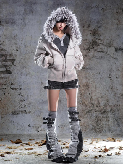 ARIADNAw Ariadna Straight Cut Lantern Sleeve Sweatshirt Jacket