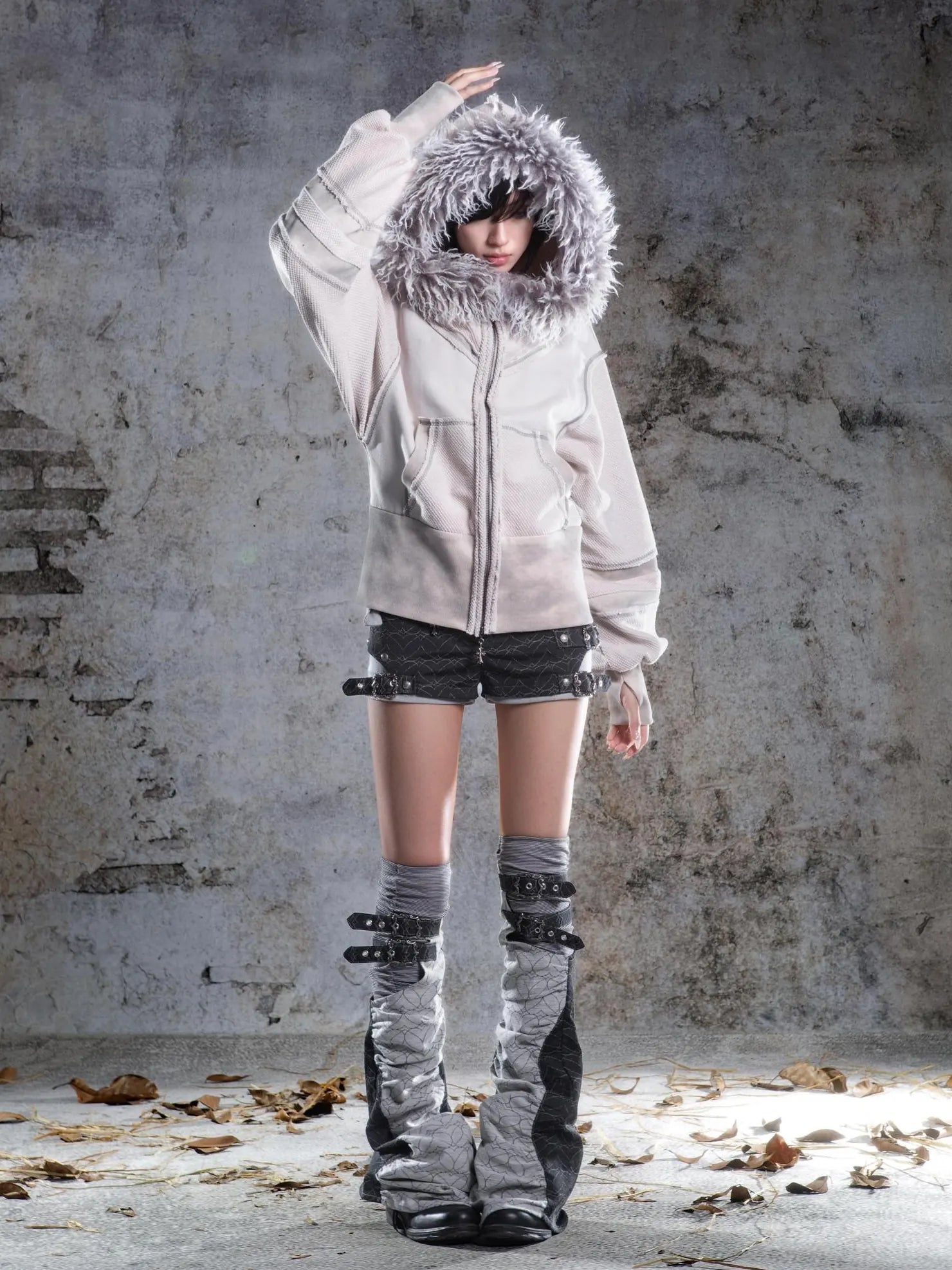 ARIADNAw Ariadna Straight Cut Lantern Sleeve Sweatshirt Jacket