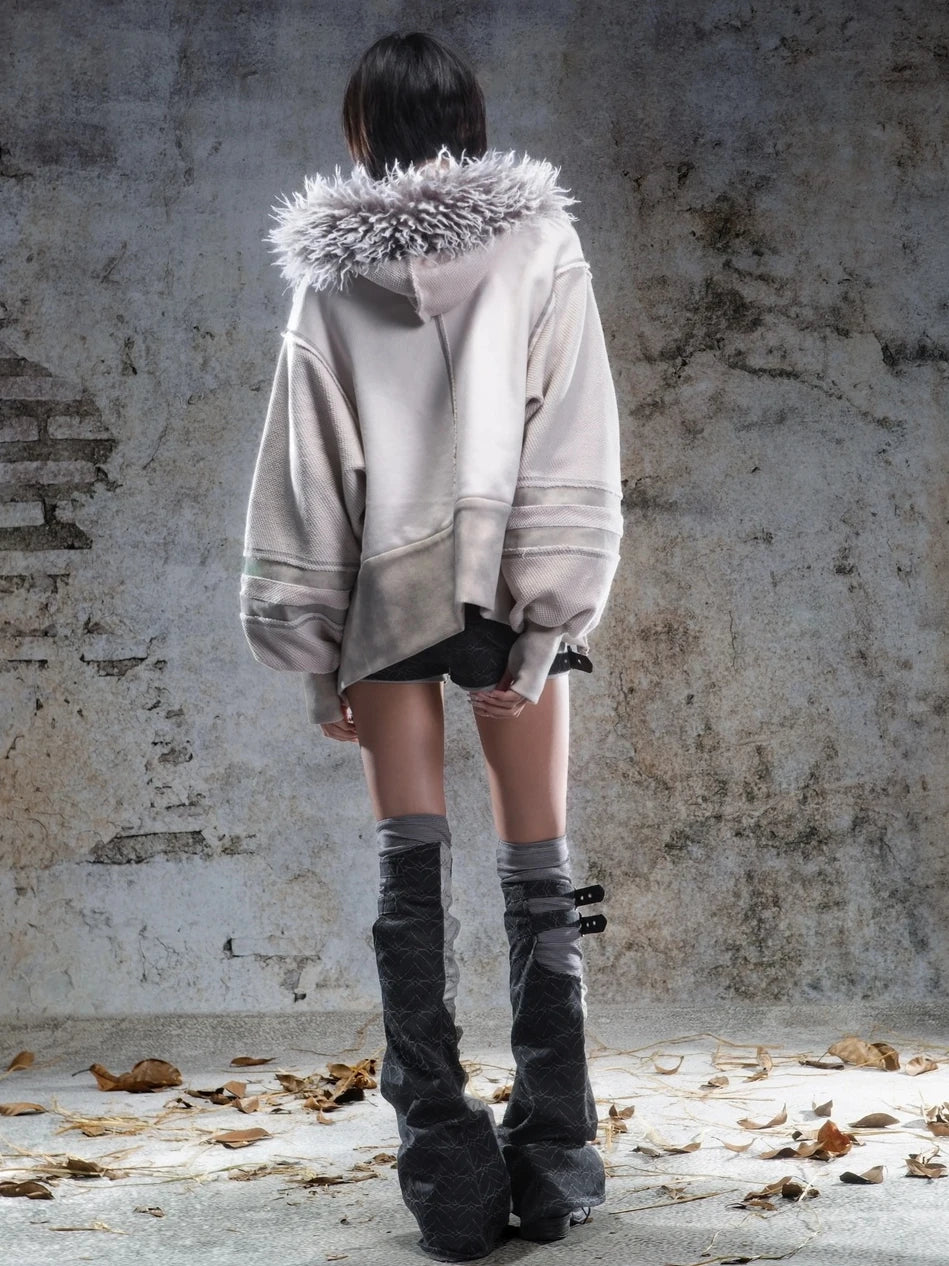 ARIADNAw Ariadna Straight Cut Lantern Sleeve Sweatshirt Jacket